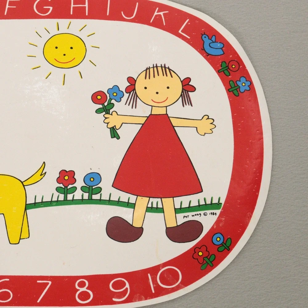 Vintage Children's Placemats Alphabet Numbers Educational School Pat Wong 1984